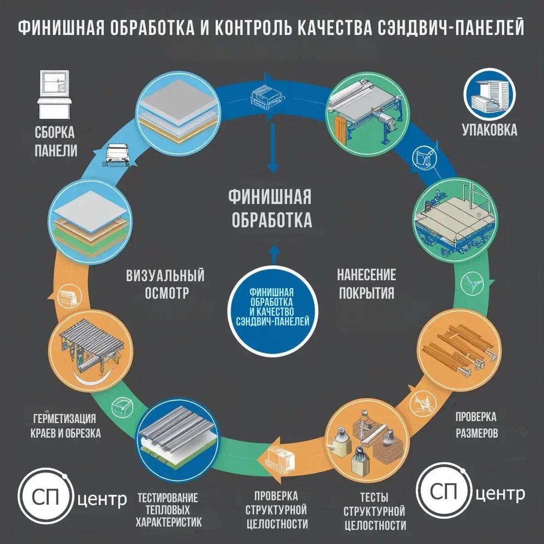 Финишная обработка и контроль качества сэндвич-панелей