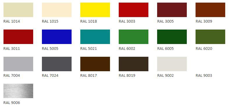 Основные цвета по каталогу RAL